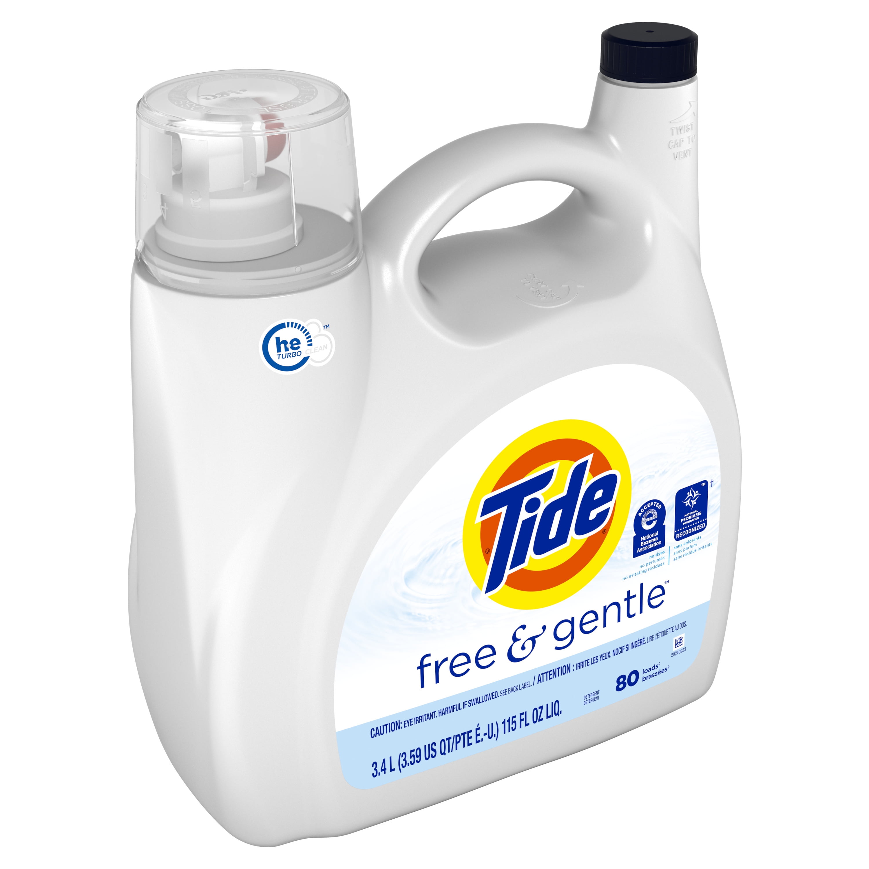 Tide Hygienic Clean Heavy Duty 10x Free Liquid Laundry Detergent, Unscented, 80 Loads, 115 oz, HE Compatible
