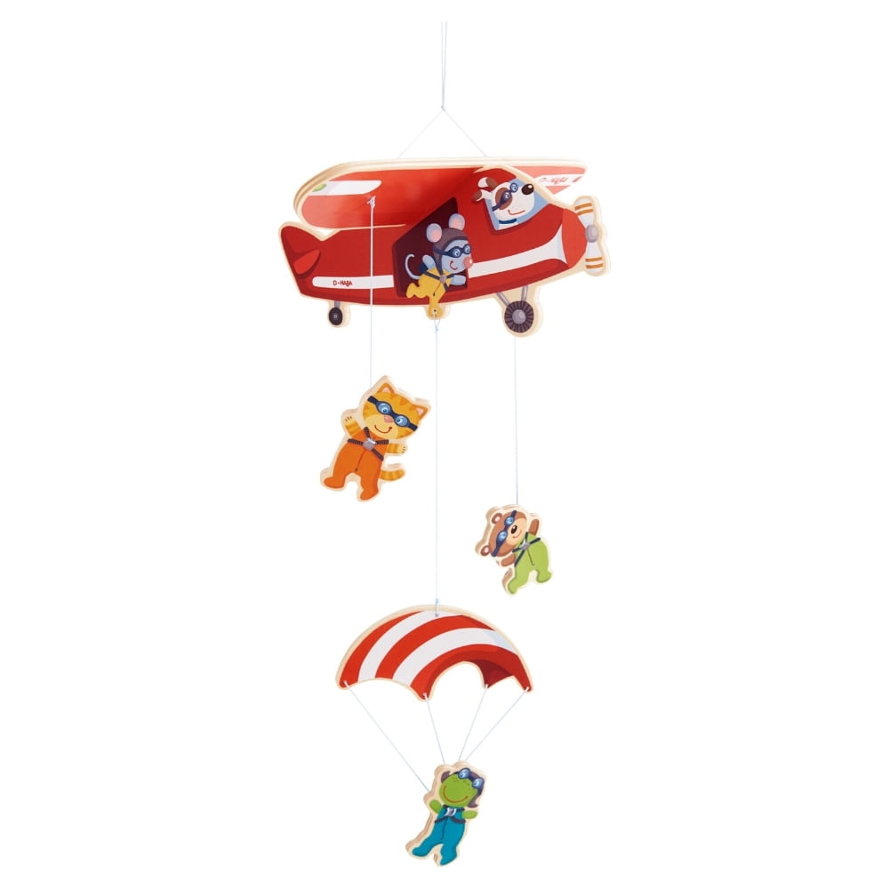 HABA Mobile Parachuters Colorful Wooden Mobile for Cribs & Changing Tables