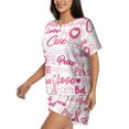 thumbnail image 2 of Fotbe Breast Cancer Pink Ribbons Awareness (2) Print Pajama Set for Women 2 Piece Loungewear Short Sleeve Tops and Shorts Set Soft Sleepwear-Small, 2 of 7