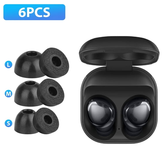 Memory Foam Ear Tips Replacement Fit for Samsung Galaxy Buds Pro, Noise Isolation Earbuds Eartips, Anti-Slip Replacement Ear Tips, 3 Pairs(S/M/L), Black