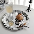 thumbnail image 4 of Yvsxxv Stainless Steel Dessert Tray Round Serving Tray French Style Jewelry Tray for Cuisines Snack Candy Perfume Cosmetic, 4 of 6