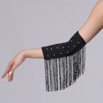 thumbnail image 3 of Lispipm Women's Retro Long Opera Pageant Gloves 1920s Fringe Fingerless Elbow Glove for Costume Party Wedding Arm Sleeves Black, 3 of 5