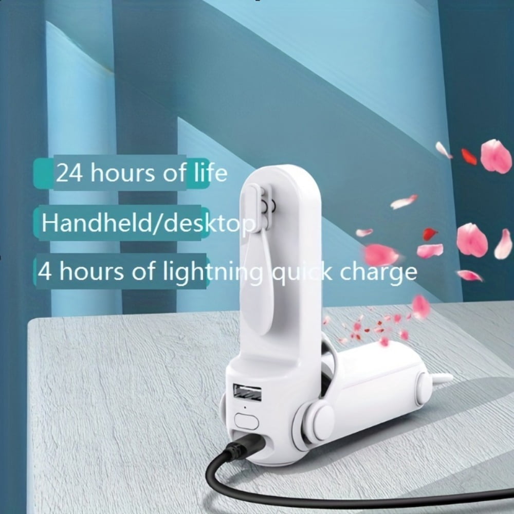 3 in 1 Mini Fan, Portable Folding Handheld Fan USB Charging, Flashlight, Random Color