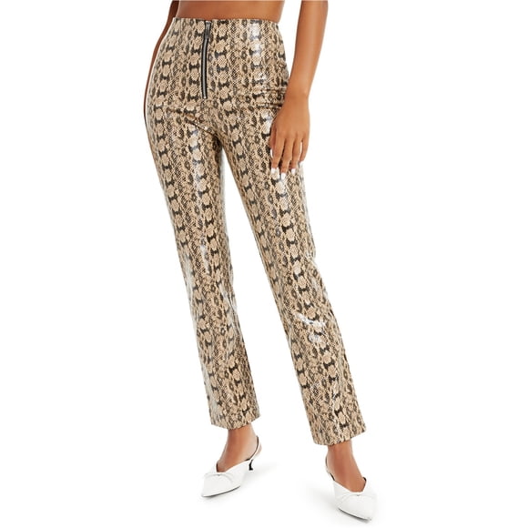 Pantalones casuales de piel de serpiente sintética Danielle Bernstein Beige 6
