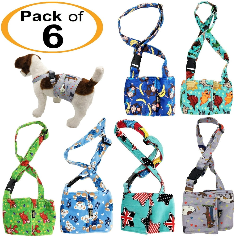PACK of 6 Colors WASHABLE Dog Diaper for MALE Boy FLEECE Belly Band
