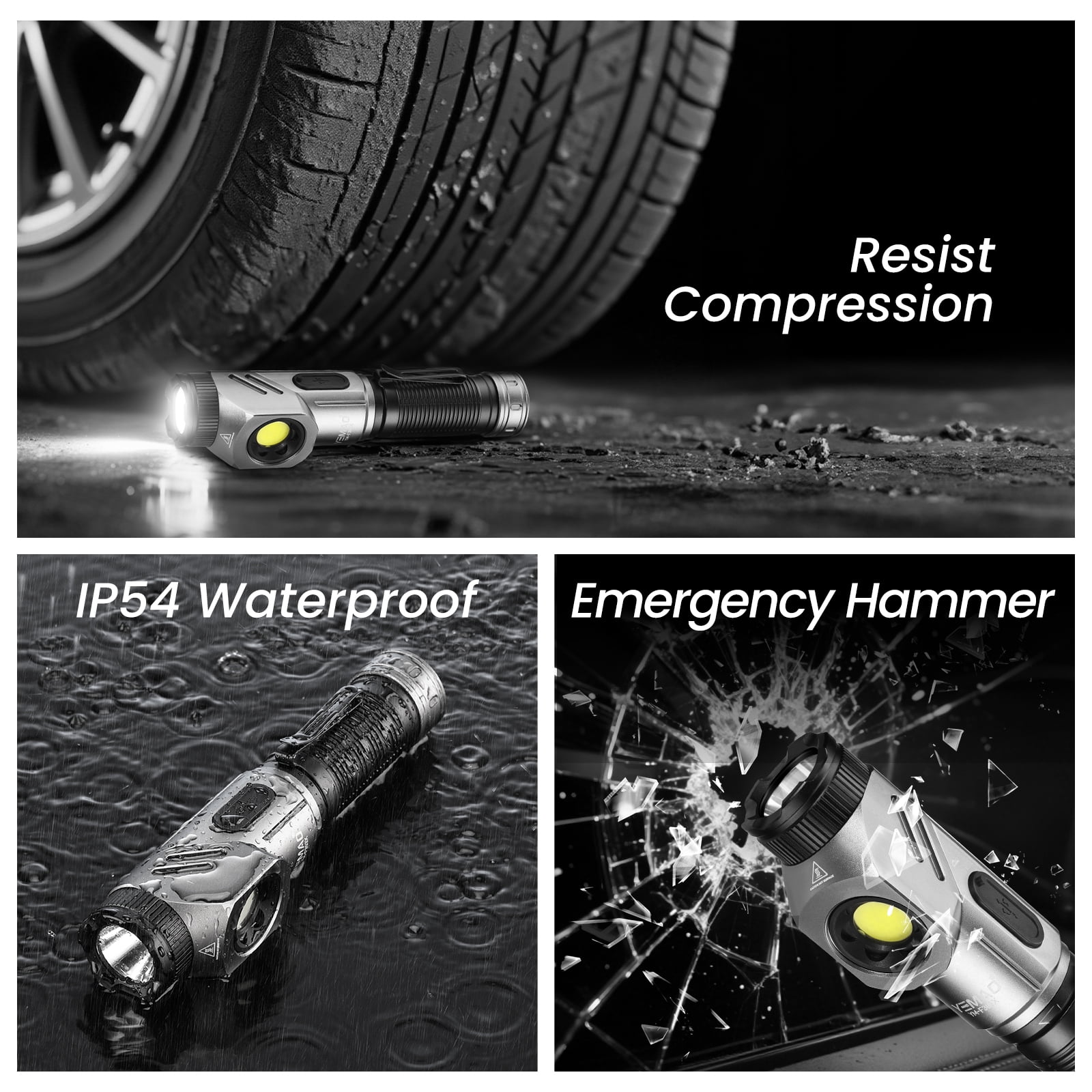 Yemao Flashlight Rechargeable Led Flashlights High Lumens 1600 Lumen Battery Powered, Super Bright Tactical Multifunctional Waterproof Powerful Handheld Flash Light