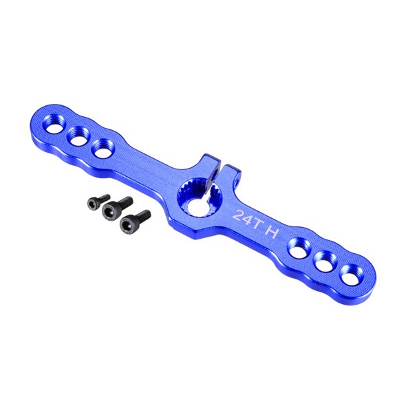 Unique Bargains Servo en Aluminium 24T M3 Filetage Bleu, Bras de Direction Double pour Hitec