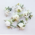 thumbnail image 5 of White Wrist Corsage and Boutonniere Set, Artificial Flowers with Bracelet and Boutonniere Pin for Wedding Prom, Homecoming (Style 4), 5 of 8