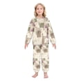 thumbnail image 2 of Fluffy Pajamas Set Fuzzy Winter Warm Pj Sets Pullover Tops and Long Pants Squares and Ginkgo Leaves Pattern X-Large, 2 of 8