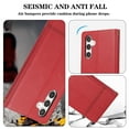 thumbnail image 6 of TECH CIRCLE Wallet Case For Galaxy A13 4G,Magnetic Flip Folio Stand Purse Case with Shoulder Wrist Strap Card Holder Cover Hidden Mirror Protective Cover for Samsung Galaxy A13 4G 6.6" 2022,Red, 6 of 8