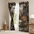 thumbnail image 3 of Manfei Wild Animal Elk Black Out Curtains,Autumn Fall Maples Curtains Pack of 2 (42x63 Each),Brown Green Bedroom Curtains For Men Women,Microfiber Bedroom Decor, 3 of 6