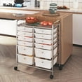 thumbnail image 3 of YEXJ 12 Drawers Rolling Storage Cart Multipurpose Movable Organizer Cart Storage Bin Trolley Tools Scrapbook Paper Organizer on Wheels-12-White, 3 of 18