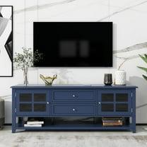 Harper & Bright Designs Modern TV Stand with Doors and Drawers for 60 inch TV, Wood Entertainment Center Table with Shelves for Living Room, Blue