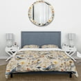 thumbnail image 3 of Designart "Azure And Lemon Nordic Bird Charm" Blue Floral Bedding Covert Set - Cottage Bed Set With 2 Shams, 3 of 5