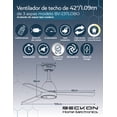 thumbnail image 3 of Ventilador de techo Moderno de 42” 1.09m silencioso de 6 velocidades, 3 aspas de acabado tipo madera con control remoto, foco incluido con luz led cálida y blanca , con temporizador, 3 of 7