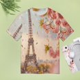 thumbnail image 4 of Blossoming Paris Eiffel Tower T Shirts Basic T-Shirt Short Sleeve Ladies Tee Shirt Summer Graphic Clothing, 4 of 6