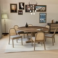 thumbnail image 6 of Guyou Modern Dining Chair Set of 2, Linen Upholstered Kitchen Side Chairs with Natural Woven Rattan Back, Solid Wood Accent Chair for Dining Room Living Room Bedroom, Beige, 6 of 10