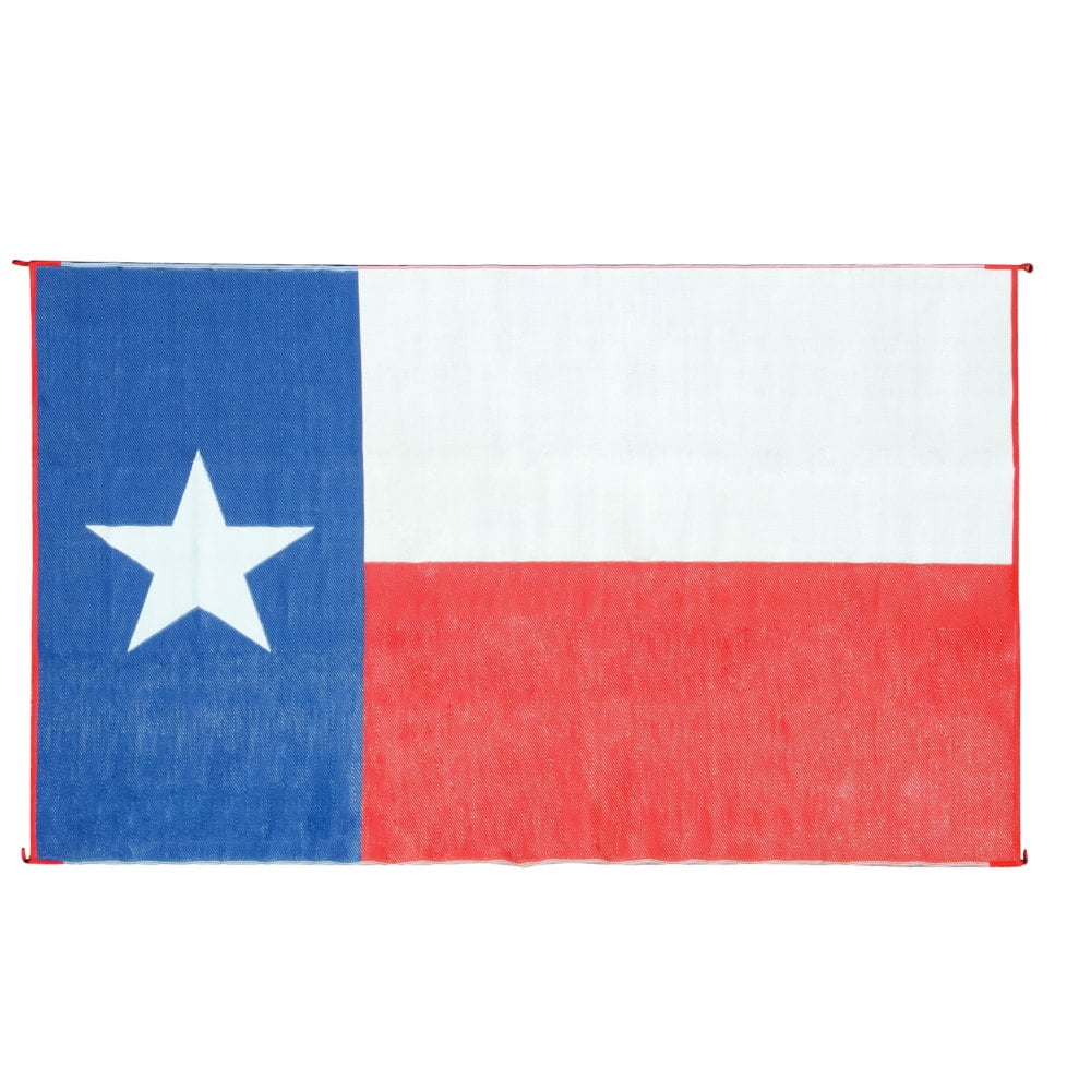 Camco 9 by 12 Foot Reversible Texas Flag Design Portable Outdoor Patio Mat Pad 