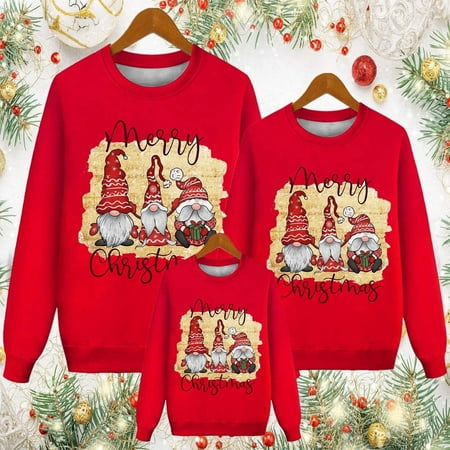 

Christmas Pajamas for Family Red Family Christmas Pjs Matching Sets Matching Family Pullover Sets Merry Christmas Y All Print Crew Neck Pullover for Kids