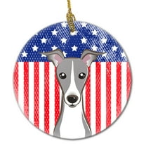 American Flag and Italian Greyhound Ceramic Ornament