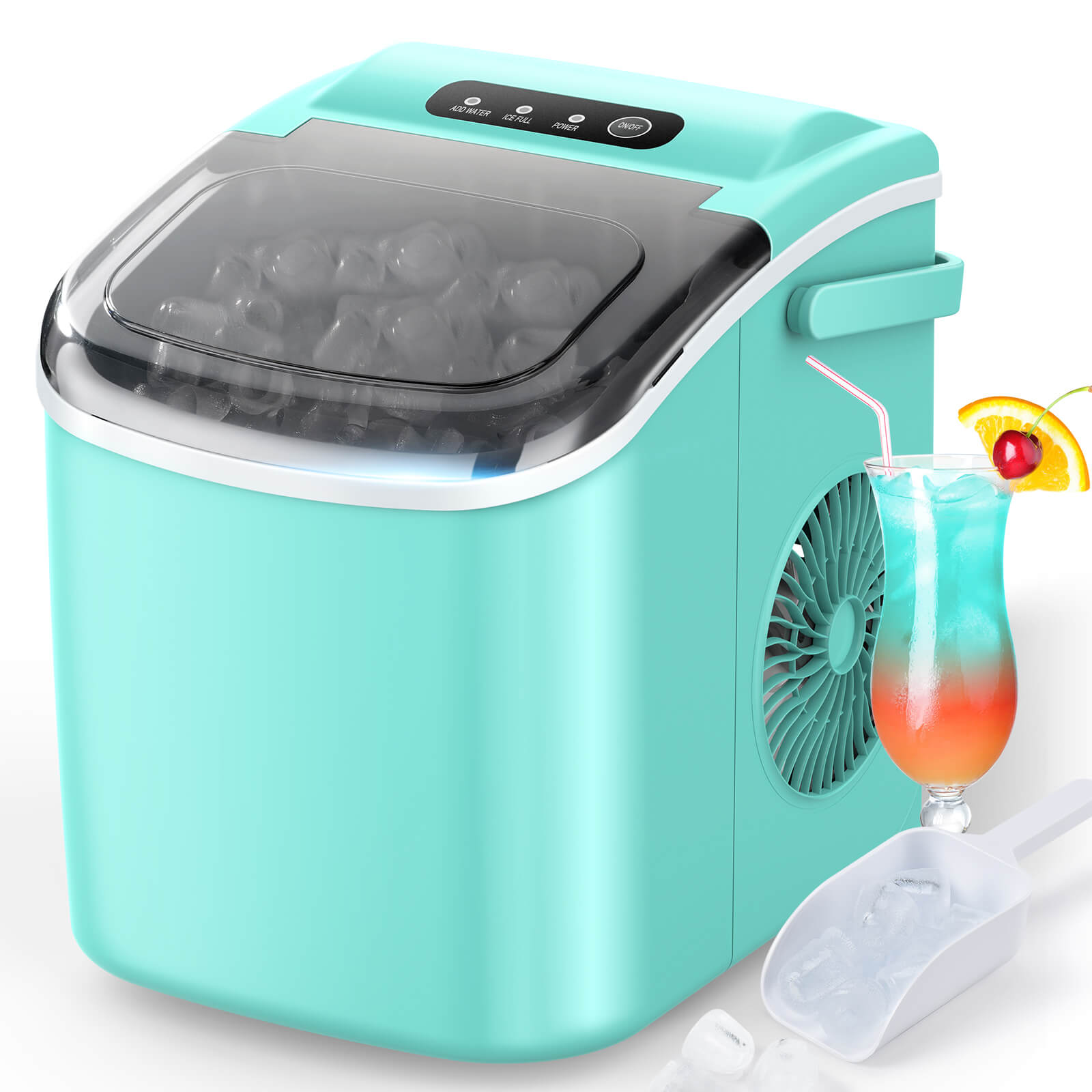 FREE VILLAGE Countertop Ice Maker Portable Ice Machine With Handle 