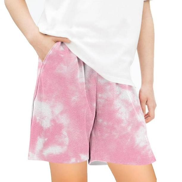 Odeerbi 5-14 Años Niños Niñas Verano Tie-Dye Pantalones Cortos Entrenamiento Deportivo Cortos Lindo Casual Respirable Cortos Sueltos Con Bolsillos