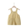 thumbnail image 5 of Girls Kids Short Overalls, Cotton Yellow, Adjustable Suspenders Shorts for 12M-4T,Size 0-1T, 5 of 5