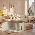 thumbnail image 3 of LEDREM Cat Litter Box Furniture Enclosure,Multi-Functional Hidden Washroom with Removable Divider for Indoor,L,Honey Brown and Rustic White, 3 of 7
