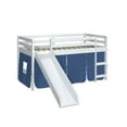 thumbnail image 5 of White Twin Kids Junior Solid Pine Wood Loft Bed with Slide And Blue Tent (Blue Tent), 5 of 5
