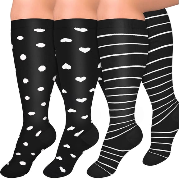 3 Pairs Medical Sport Plus Size Compression Socks - 20-30mmhg Graduated Knee-High Support for Men & Women, Ideal for Soccer, Running, and Nurses