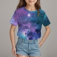 thumbnail image 2 of TOWED22 Girls Short Sleeve T Shirts Kids Summer Tops Crewneck Tees 5-14 Years(Light Purple,3-4 Y), 2 of 4
