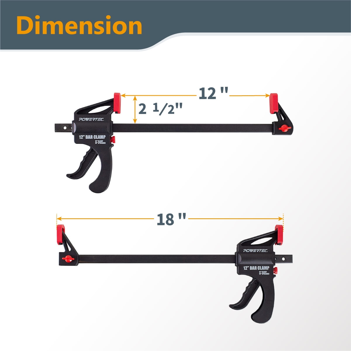 POWERTEC 6" and 12" Bar Clamps with Spreader, Trigger Clamps for Woodworking, One-Handed Carpenter Quick Clamp Sets for Gluing, Wood Clamps for Woodworking Tools, 6PK, 71787