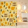 thumbnail image 2 of Erosebridal Bohemian Bug Bee Shower Curtain 72Wx78L,Retro Sunflower Florals Bath Curtain,White Brown, 2 of 5