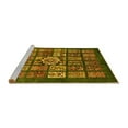 thumbnail image 2 of Ahgly Company Machine Washable Indoor Round Abstract Yellow Modern Area Rugs, 4' Round, 2 of 4