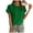 Green, variant on Women's Textured Ruffle Short Sleeve Blouse - Round Neck Loose Fit Casual Dressy Top, 95% Polyester/5% Elastane, S-XXL Sizes