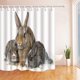 thumbnail image 1 of ABPHQTO Animal Decor Fluffy Rabbits Bunny Family Poliéster Tela Baño Ducha Cortina 160x180 cm, 1 of 1