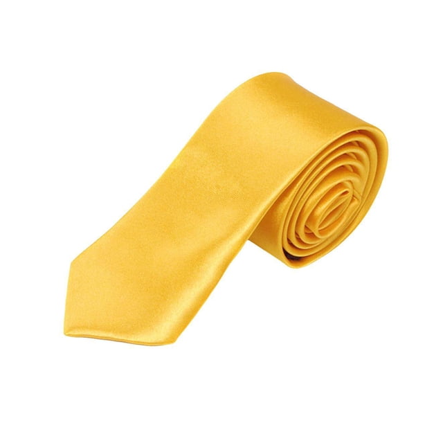 Cravate Décontractée Slim Slim Cravate Étroite - Jaune Doré Solide Jaune Doré