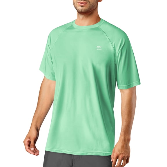 TRYSIL Men's Short Rash Guard Sleeve UPF 50 Swim Quick Dry Running Fishing Athletic Shirt