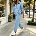 thumbnail image 5 of MexChoioe Womens Soft Solid Color 2 Piece Tracksuit Stand Collar Full Zip Sweatshirt and Jogger Pants Streetwear Sports Outfit Set for Womens, 5 of 7