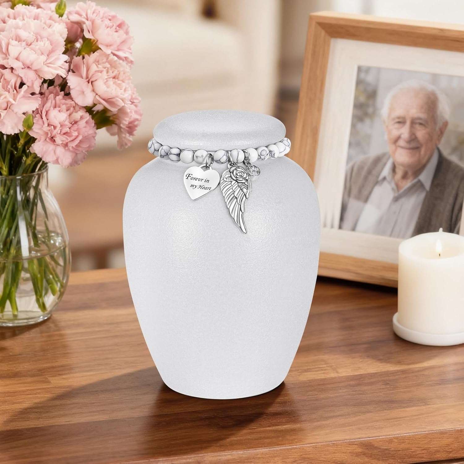 XIUDA Urn for Human Ashes Keepsake- 4.8 Inches Black Ceramic Urn Ashes Keepsake, Medium Memorial Holder Decorative Urn, Funeral Cremation Urns for Women Men