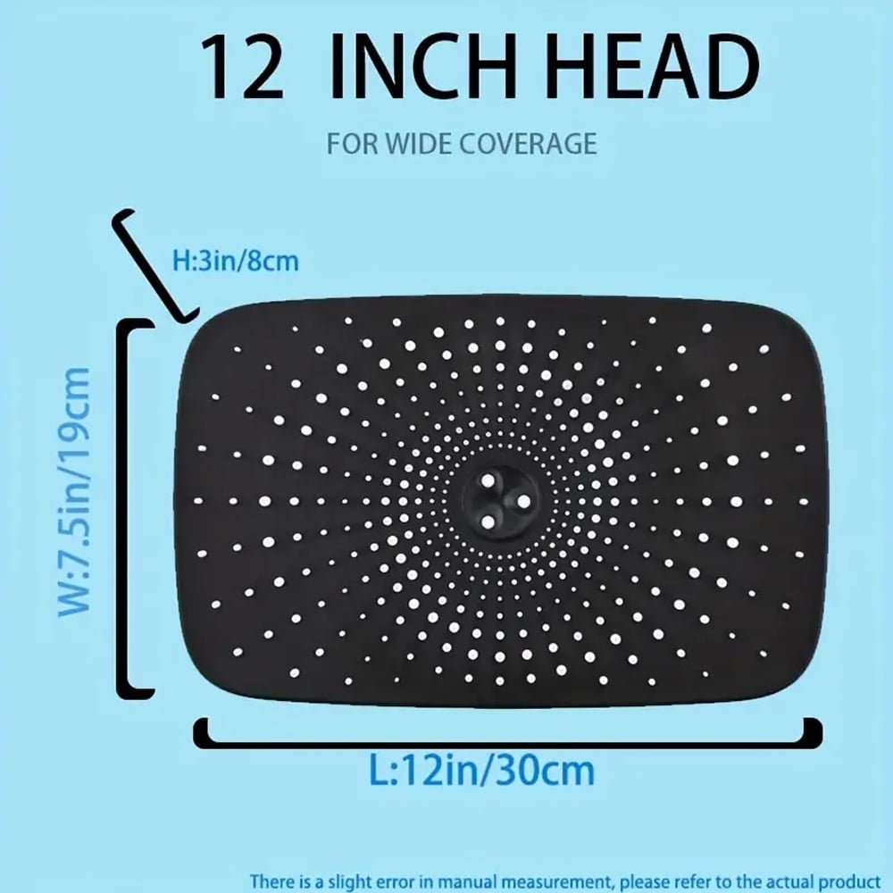 5-Setting High Pressure Shower Head 12 inch Rain Shower Head with Handheld and Hose Silver