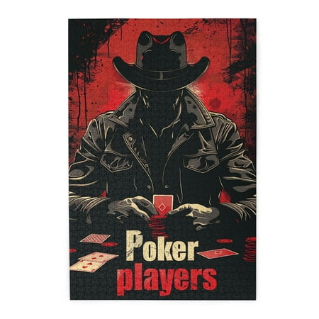1000 pcs Poker Players puzzles for adults 1000 pieces Vibrant Colors Stress relieving pleasure Classic Poker Players Wooden Puzzle Gift for Poker Lovers Challenging Brain Exercise Stunning Artwork