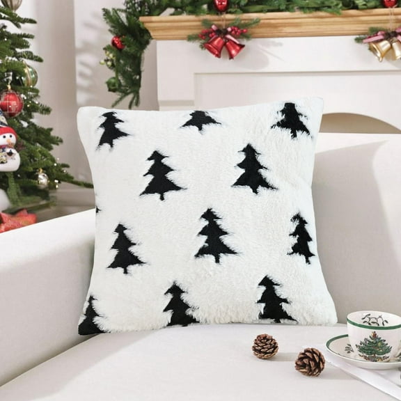 Matoen Christmas Xmas Decorative Pillow Cover 45x45 cm Soft Polyester Sofa Cushion Cover with Invisible Zipper for Home Living Room Bed Decor