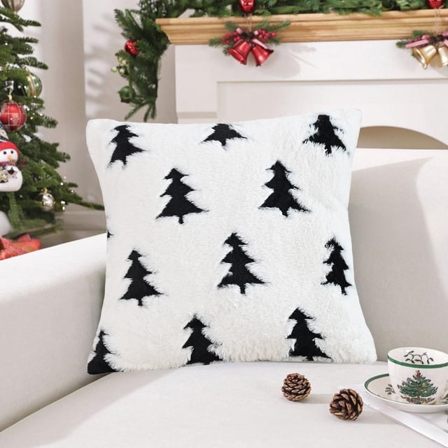 xihome Funda de cojn navideña cuadrada de 45 x 45 cm (17,72 x 17,72 pulgadas) de polister con cremallera oculta para sof o cama, ideal para la decoracin del hogar en la sala de estar.
