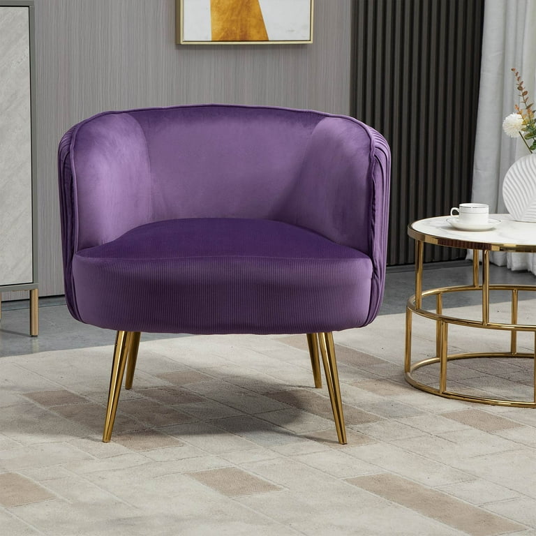 Velvet Accent Barrel Chair, Modern Upholstered Armchair Lounge