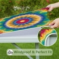 thumbnail image 6 of Rainbow Tie Dye Mandala Pattern Square Fitted Tablecloth with Elastic Edge,Square Table Cover,Washable Elastic Table Cover for Home Kitchen Party Decor 34"x34", 6 of 6