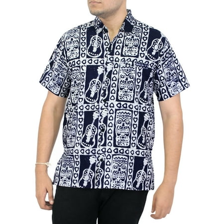- LA LEELA Men Hawaiian Beach Casual Button Down Short Sleeve Shirts 100% Cotton Batik