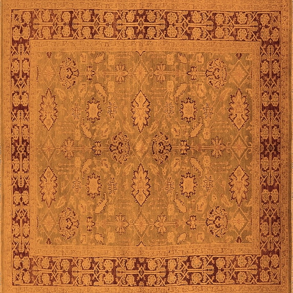Ahgly Company Indoor Square Oriental Orange Industrial Area Rugs, 6' Square