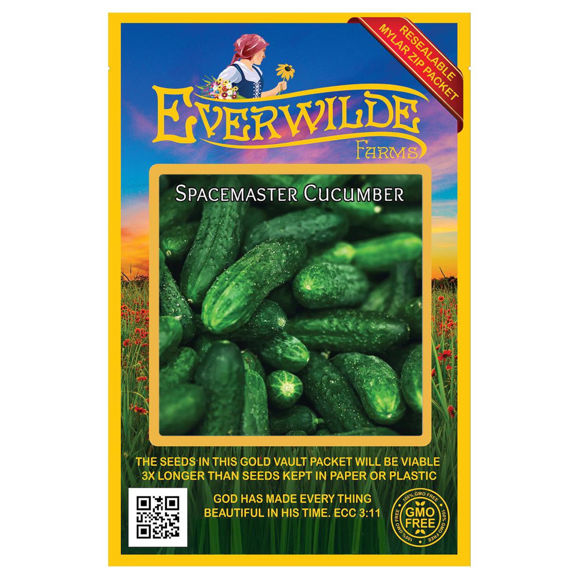 Everwilde Farms - 100 Spacemaster Cucumber Seeds - Gold Vault Jumbo Bulk Seed Packet