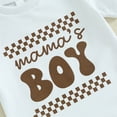thumbnail image 6 of Bagilaanoe 2pcs Toddler Baby Boy Shorts Set Short Sleeve Checkerboard Letter Print T Shirt Tops + Shorts 6M 12M 18M 24M 3T Kids Casual Summer Clothes, 6 of 8